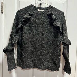 Time and Tru Charcoal Ruffle Sweater